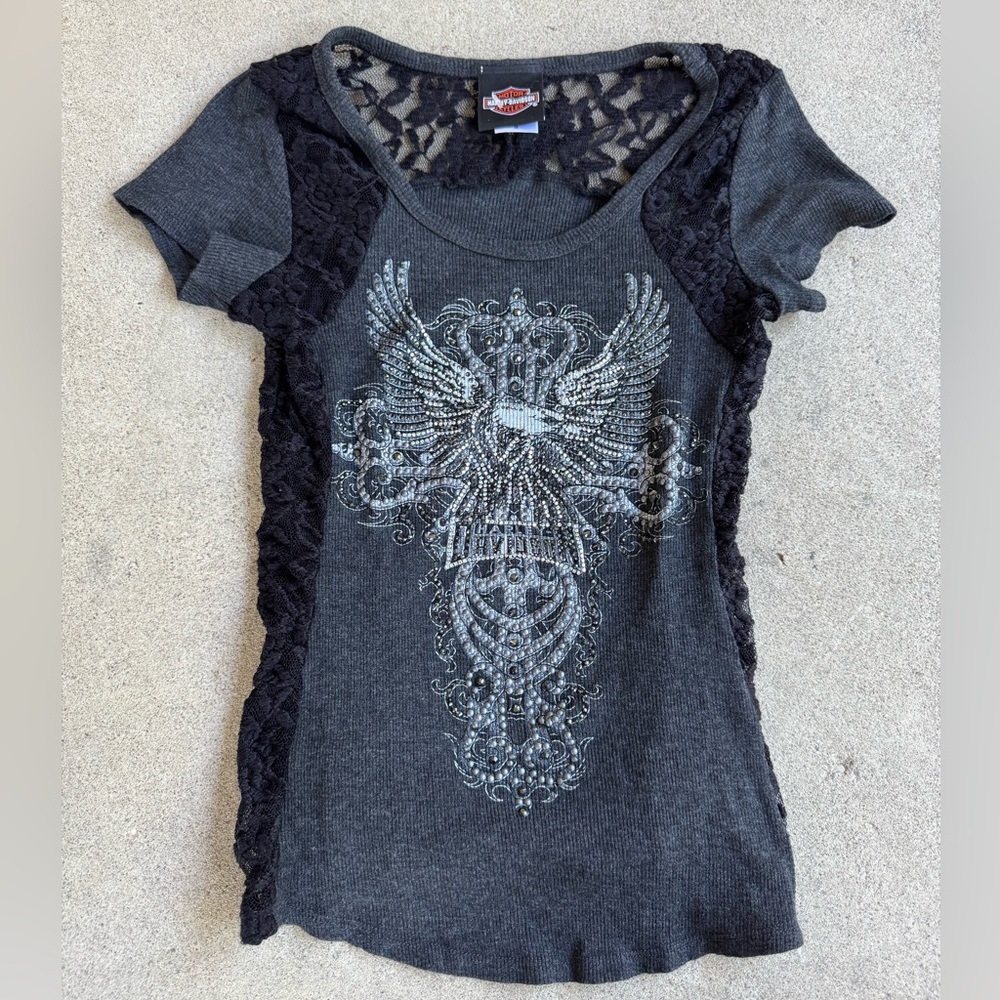 y2k harley davidson baby tee